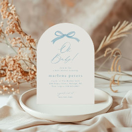 Invitación Baby Shower de los niños simples de Blue Bow