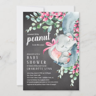 Invitación Baby Shower de los pequeños elefantes del cacahuat