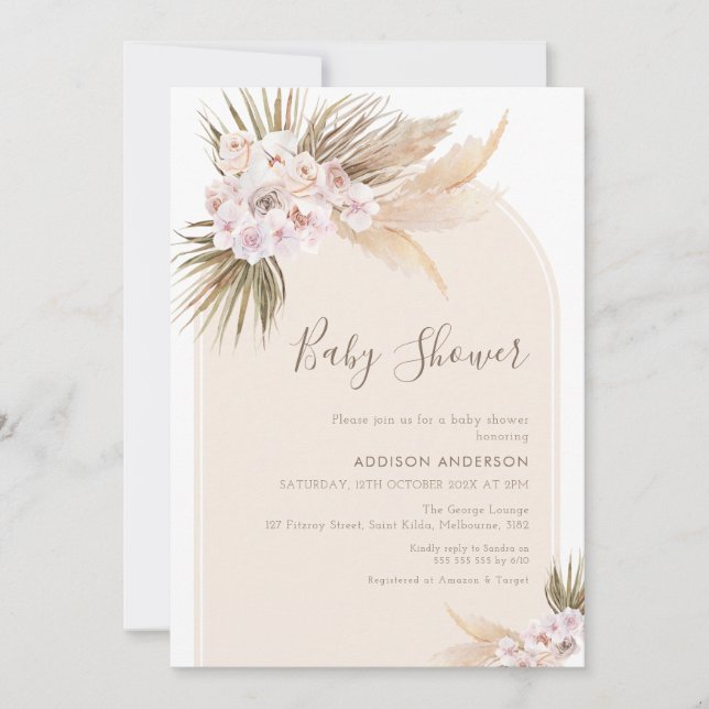 Invitación Baby Shower de los tonos cálidos del ar (Anverso)