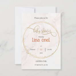 Invitación Baby Shower de lujo Gold