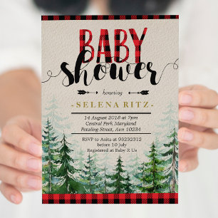 Invitación Baby Shower de Lumberjack Red Plaid Boy