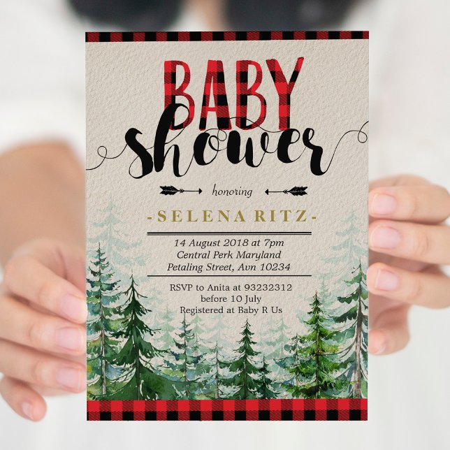 Invitación Baby Shower de Lumberjack Red Plaid Boy (Subido por el creador)