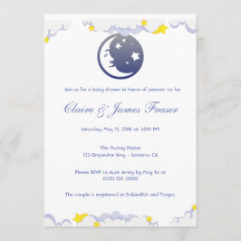 Invitación Baby Shower de Luna, Estrellas y Nubes