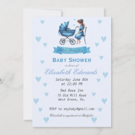 Invitación Baby Shower de Madre con Carrito de Beb