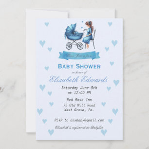 Invitación Baby Shower de Madre con Carrito de Beb