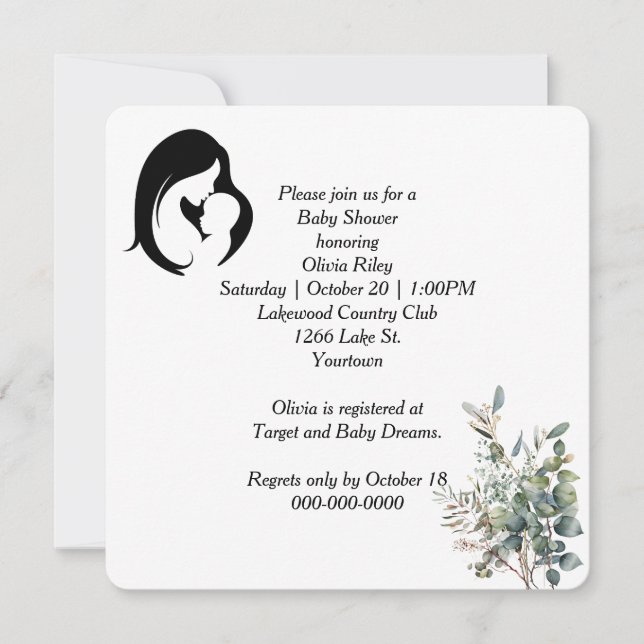 Invitación Baby Shower de madre e hijo (Anverso)
