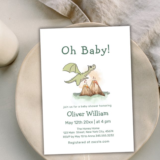 Invitación Baby Shower de Magic Fairtale Dragon Mountain (Magic Fairytale Dragon Mountain Baby Shower Invitation)