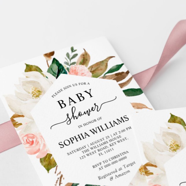 Invitación Baby Shower de Magnolia Frame Floral (Subido por el creador)