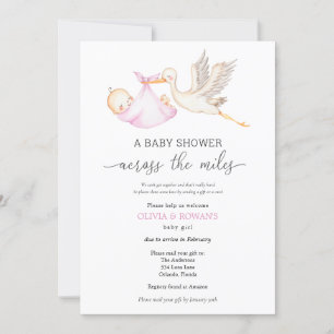 Invitación Baby Shower de Mail Pink Chica Stork