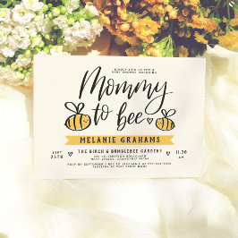 Invitación Baby Shower De Mamá A Abeja Lettering Y Honeycomb