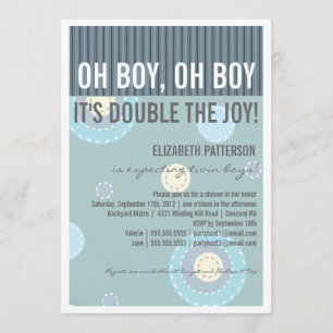 Invitación Baby Shower de mamá moderna Twin Boy