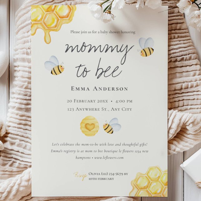 Invitación Baby Shower de Mamá Rústica a abeja (Subido por el creador)