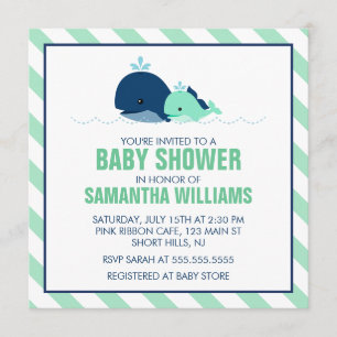 Invitación Baby Shower de Mamá y Ballenas Bebés