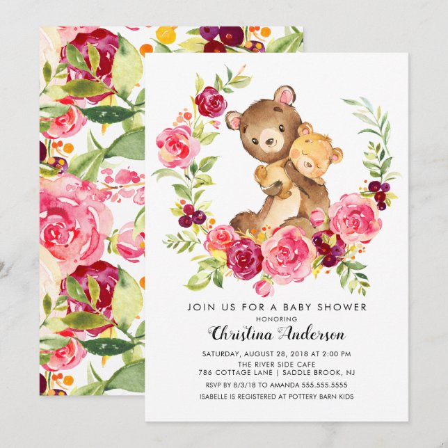 Invitación Baby Shower de Mamá y Bebé (Anverso / Reverso)
