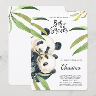Invitación Baby Shower de Mamá y Eucaliptus de los Panda Cute