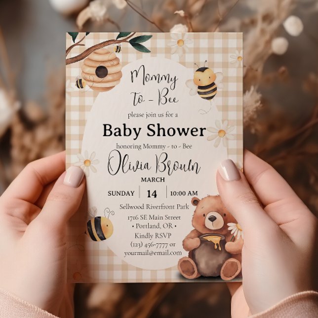 Invitación Baby Shower De Mami To Bee Neutral De Género (Subido por el creador)