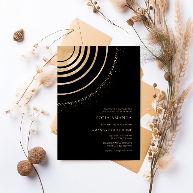 Invitación Baby Shower de Mandala Celestial Balck & Gold (Subido por el creador)