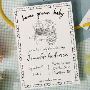 Invitación Baby Shower de mano de bebé cultivada en casa