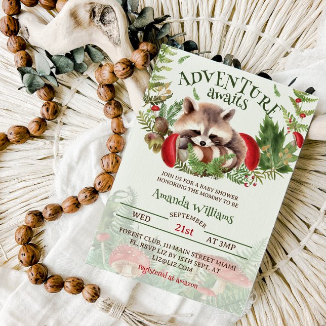 Invitación Baby shower de mapache del bosque (Subido por el creador)