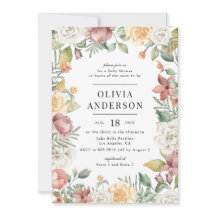 Baby Shower de marco botánico de color de agua