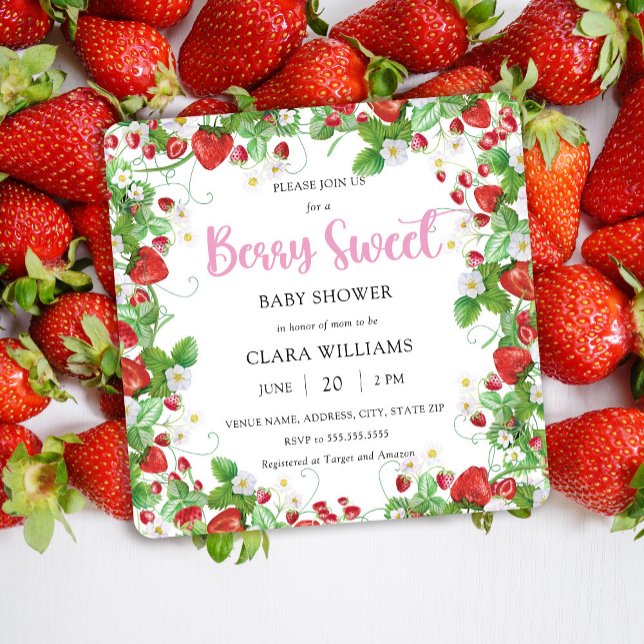 Invitación Baby Shower de marco de fresa dulce Berry (Subido por el creador)