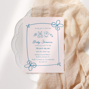 Invitación Baby Shower de marco de trama de onda corta esboza