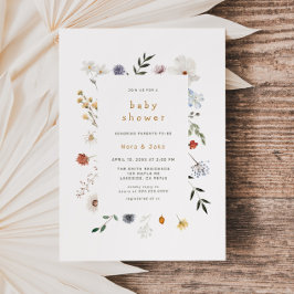 Invitación Baby Shower de marco floral de flores s