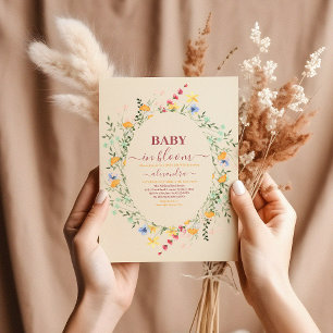 Invitación Baby Shower de marco floral de flores silvestres