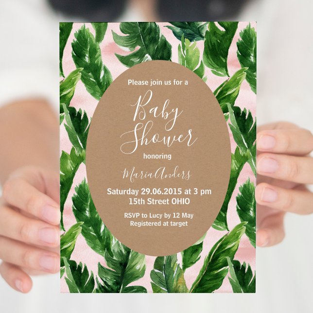 Invitación Baby Shower de marco floral tropical acuático (Subido por el creador)