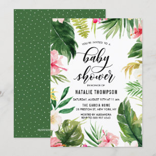 Invitación Baby Shower de marco floral tropical acuático