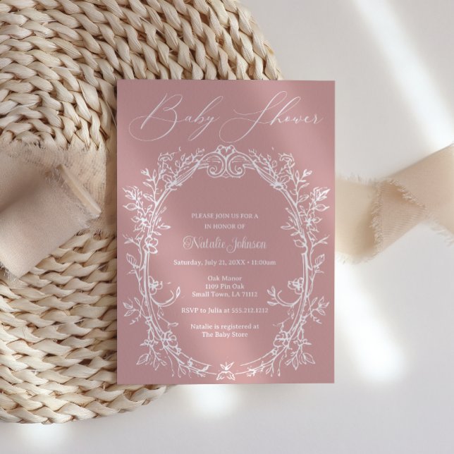 Invitación Baby Shower de marco floral vintage (Subido por el creador)