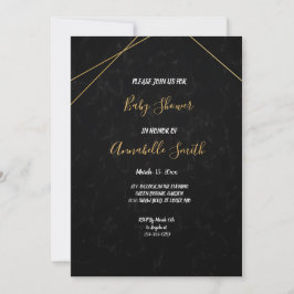 Invitación Baby Shower de marco geométrico negro y oro de mod