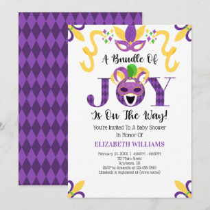 Invitación Baby Shower de Mardi Gras