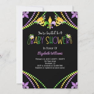 Invitación Baby Shower de Mardi Gras