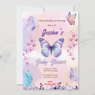 Invitación Baby Shower de mariposa