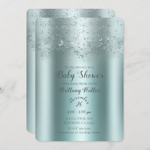 Invitación Baby Shower de mariposa acuática Verde azulada de 