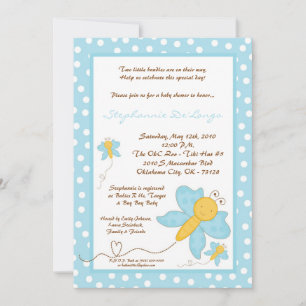 Invitación Baby Shower de mariposa azul TWINS 5x7
