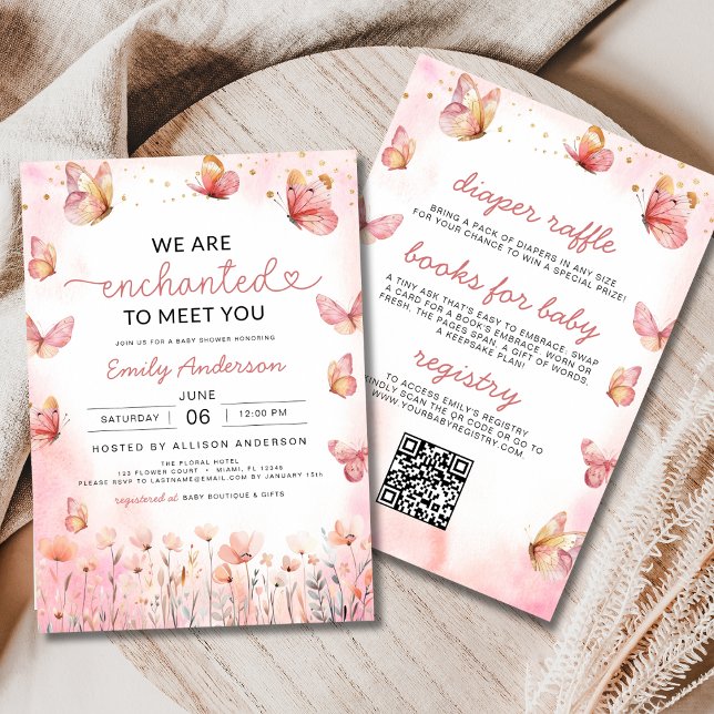 Invitación Baby Shower de mariposa Chica encantada (Subido por el creador)