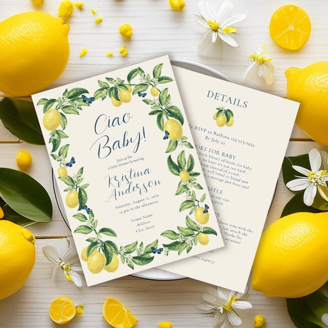 Invitación Baby Shower de mariposa de limón de un bebé de cia (Subido por el creador)