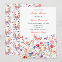 Invitación Baby Shower de mariposa de verano floral