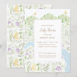 Invitación Baby Shower de mariposa dorada