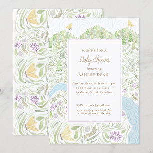 Invitación Baby Shower de mariposa dorada