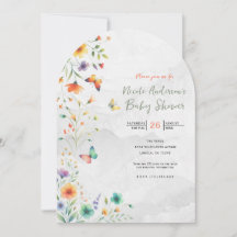 Baby Shower de Mariposa Floral con Acuarela Colori
