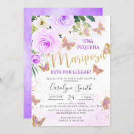 Invitación Baby Shower de mariposa floral de Lavender en espa