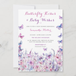 Invitación Baby Shower de mariposa morada