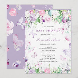 Invitación Baby Shower de Mariposa Morada 