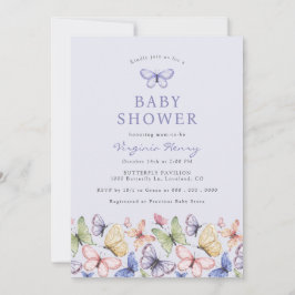 Invitación Baby Shower de mariposa morada