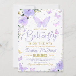 Invitación Baby Shower de mariposa morada editable