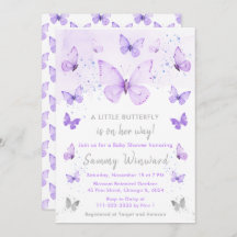 Baby Shower de mariposa morada y plateada