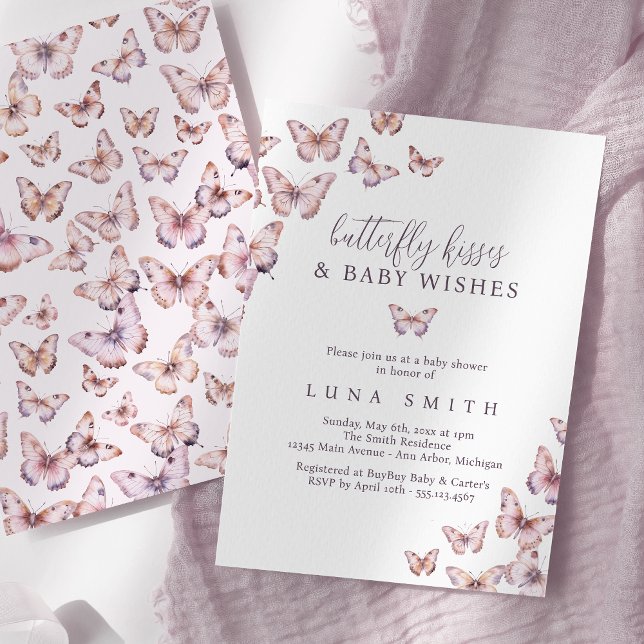 Invitación Baby Shower de mariposa morada y rosa (Subido por el creador)